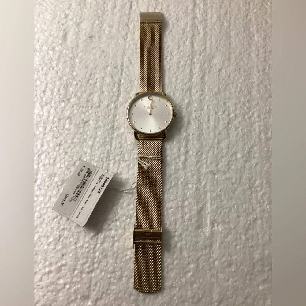 Coach Women's Elliot Gold-Tone Stainless Steel Mesh Bracelet Watch 36mm